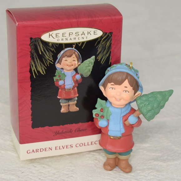 Vintage 1994 Hallmark Yuletide Cheer Garden Elves Christmas Ornament Handcrafted - Picture 1 of 9